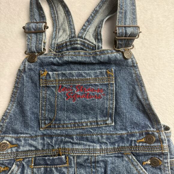 Vtg Levi’s Jeans Authentic Toddler Boys Shortall Overall 24 Months Embroidered - Picture 1 of 4